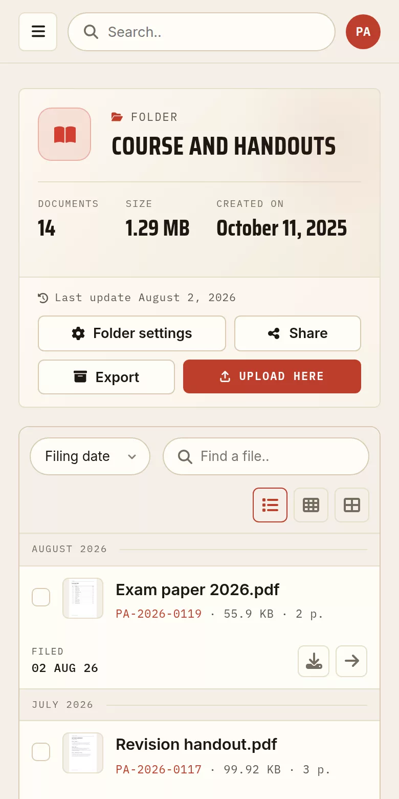 The materials of one course, read on a phone.